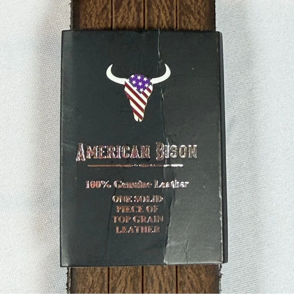 American Bison‎ 100% Genuine Leather Dark Brown Leather Belt-Size 36